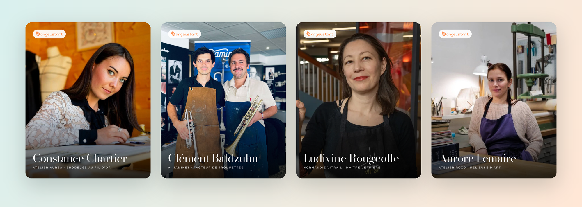 Constance Chartier, Clément Baldzuhn, Ludivine Rougeolle et Aurore Lemaire, artisans d'art